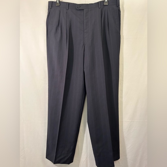 Givers & Hawkes No 1 Savile Row Navy Blue Pinstriped Wool 2pc Suit Sz 44L - Picture 13 of 16